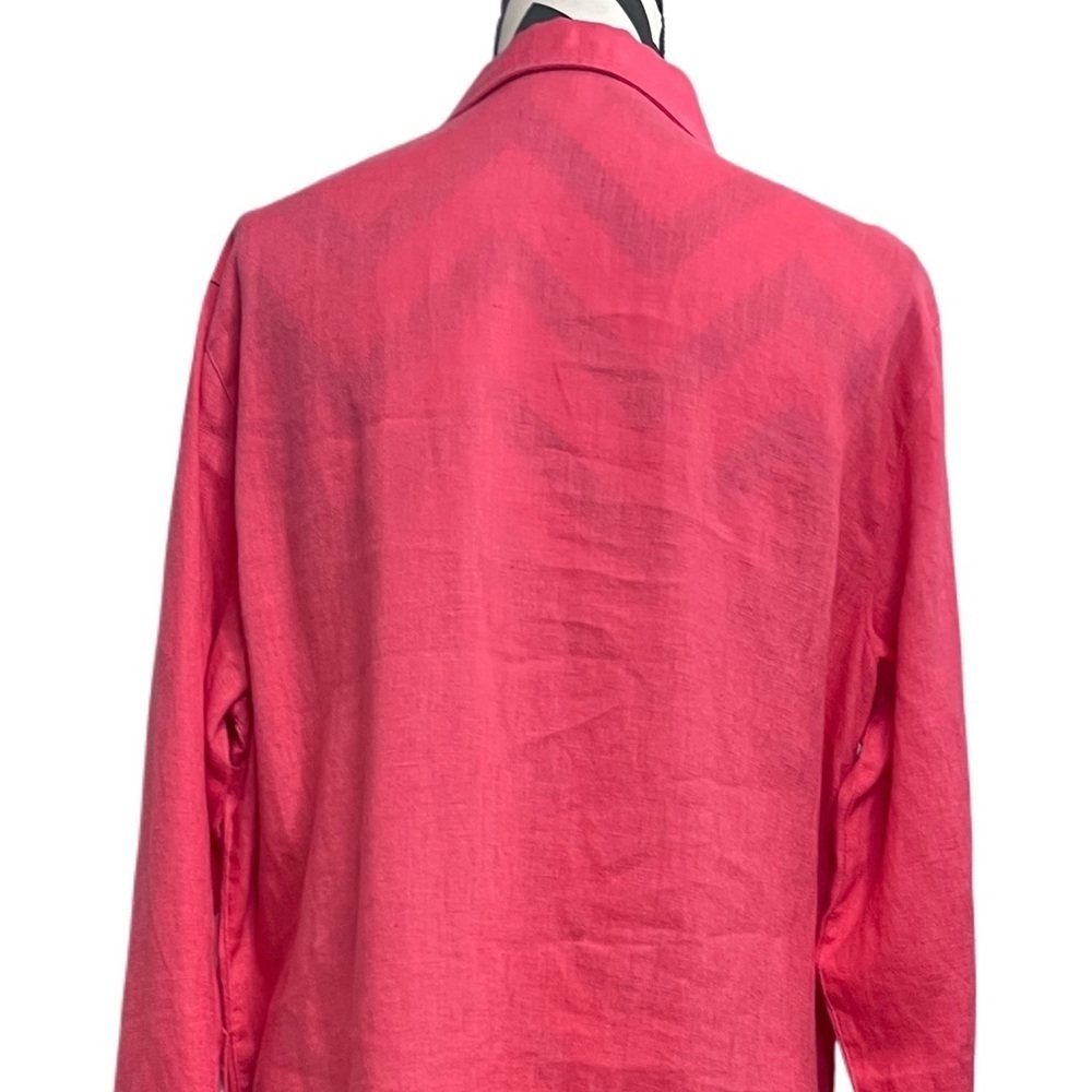 Chico's Vintage 100% Linen Breathable Sz 3 Button Down Front Tunic Top - Picture 5 of 12